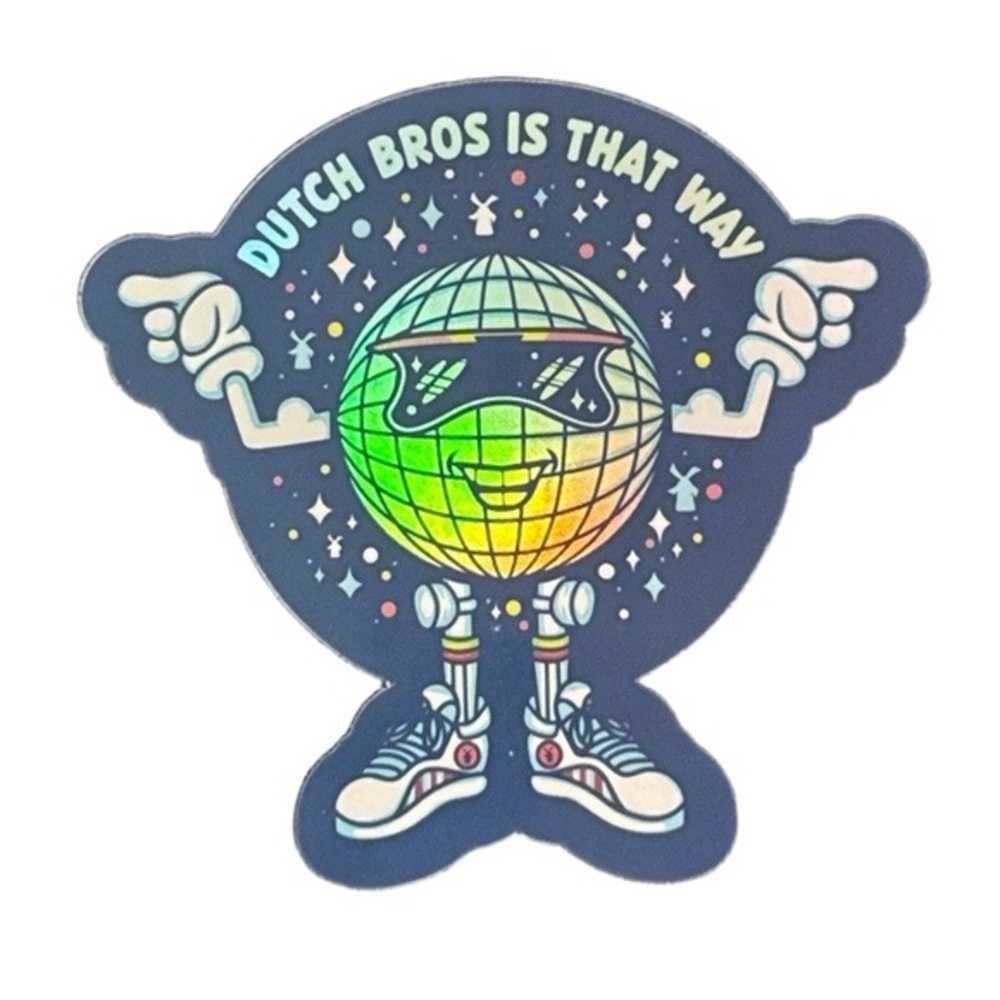 Dutch Bros Holographic Sticker Jan 2024 Disco Ball Collectible Vinyl